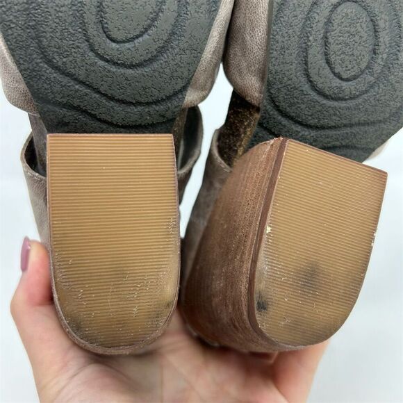 OTBT Patchouli Ruched Gray Leather Back Zipper Heeled Sandals Size 9M Open Toe - Picture 10 of 14